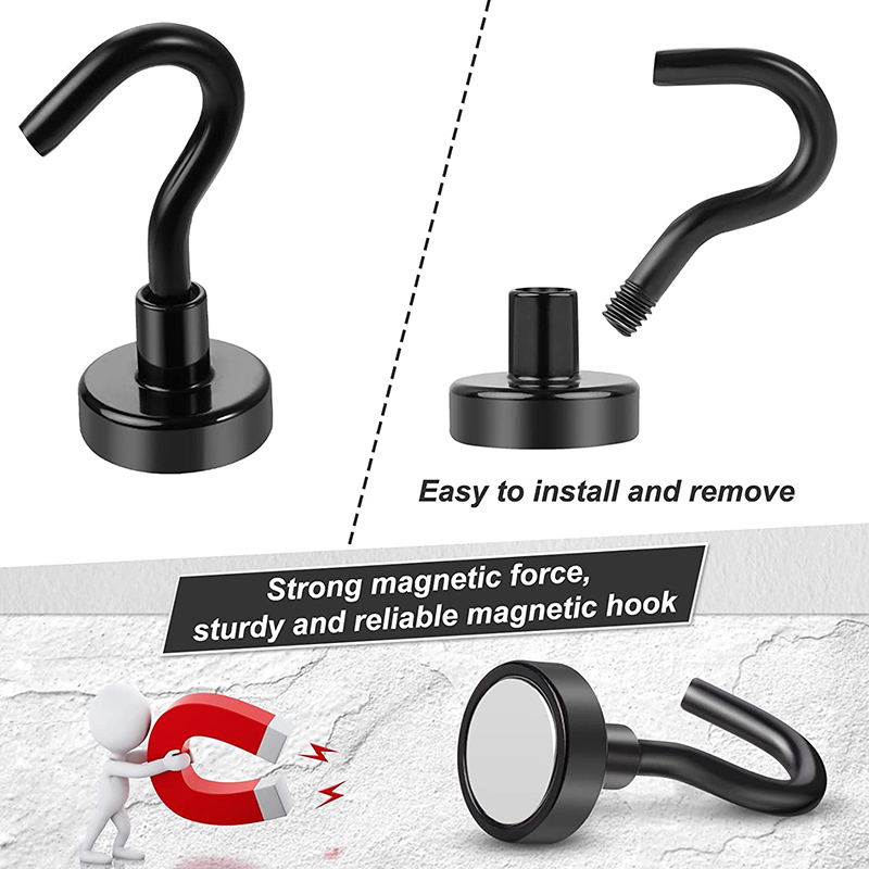 10-Black Silver Gold Steel Magnetic Hooks Heavy Duty 16 mm cuisine Bureau de bureau Garage Mur de garage Organisateur