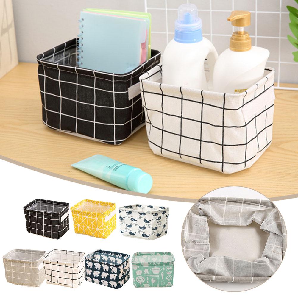 Foldable Desktop Storage Box Fabric Bedroom Storage Home Jewelry Storage Basket Organizer Basket Storage Toy Cabinet Cosmet U2X8