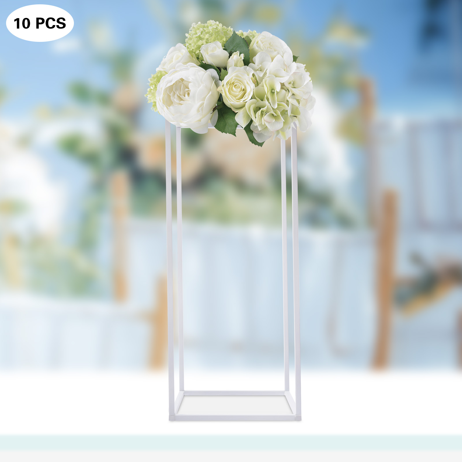 60cm Geometrik Dikdörtgen Metal Standlar Çiçek Zemin Raf Bitki Ekran Tutucuları Düğün Partisi Centerpieces Dekor İçin Beyaz