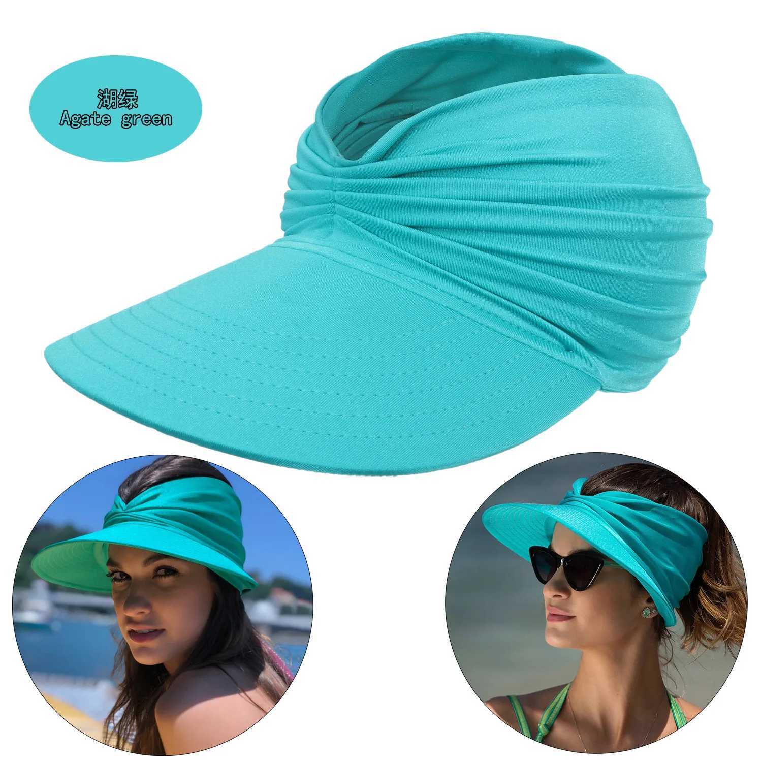 Visir Wide Brim Hats Bucket Hats Women Empty Top Sun Hat Female Luxury Brand 2023 New Beach Summer Outdoor Sport Baseball Visor Caps Parent-Child Sun Hat 24412