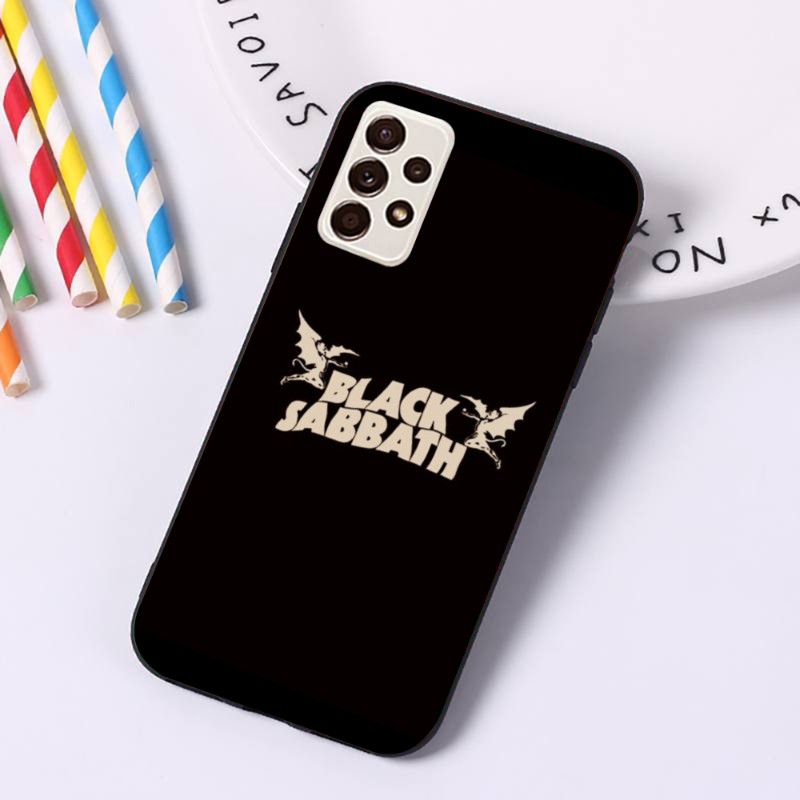 Black S-Sabbath Smart Phone Case pour Samsung A91 A81 A73 A72 A71 A30S A20 A12 A13 A52 A53 4G 5G Black Soft Phone Cover Funda