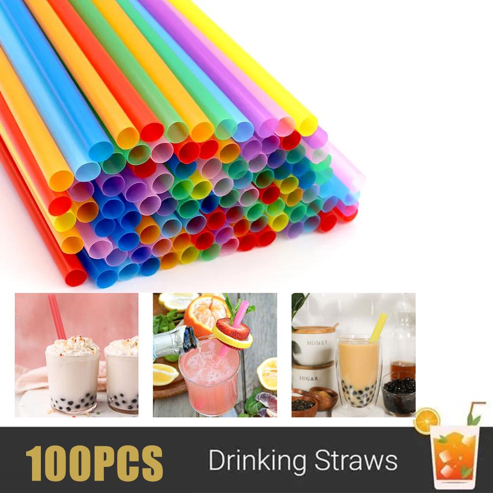 Novos canudos longos de bebida plástico colorido de palha largo de palha