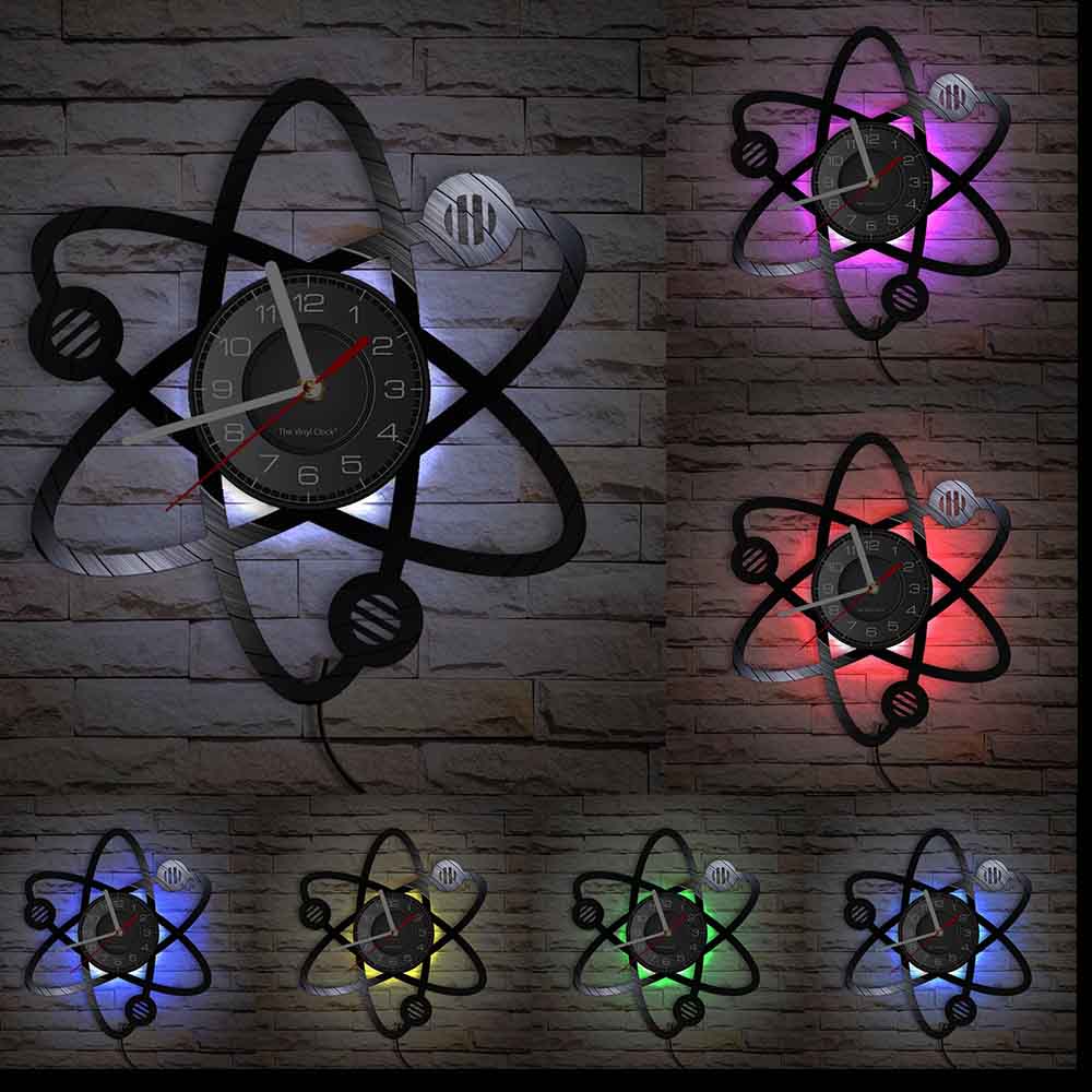 Chemisch experiment teken vinyl LP Record Wall Clock Science Atom Science Artwork School Klaslokaal Decor Chemie Leraar Geschenk