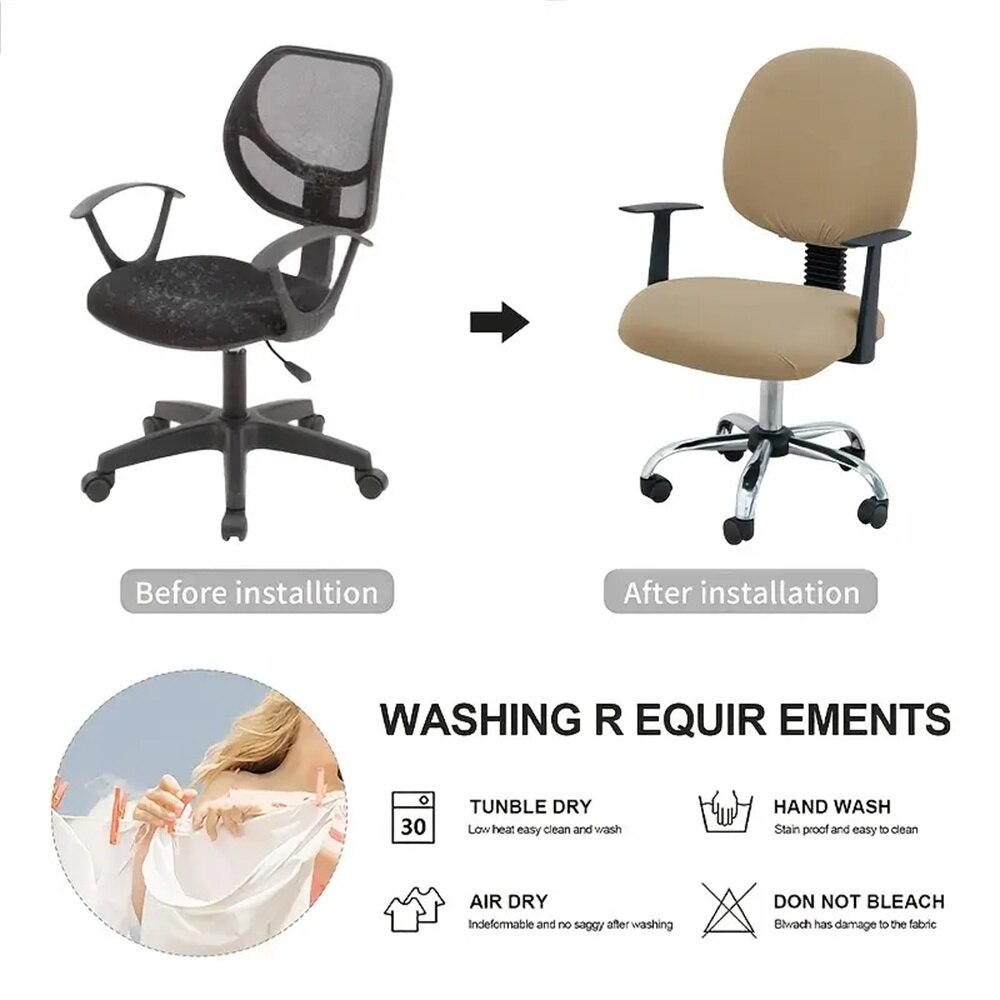 Couvercle de chaise de bureau Couleur de couleur unie des couvercles élastiques jacquard pour chaise d'ordinateur de bureau