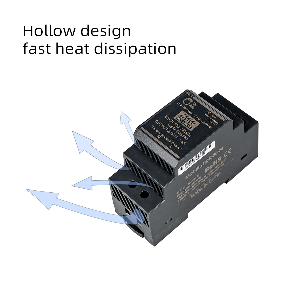 Alimentation de commutation HDR-Series 30W AC-DC 5V 12V 15V 24V 48V Ultra Slim Shape Din Rail Interrupteur Alimentation