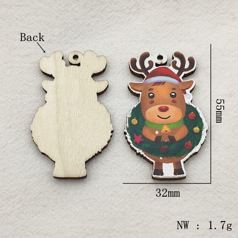 Nouvelle arrivee!Wood Charm coloré Traw Pendo pour les pièces de boucle d'oreille de Noël faites à la main