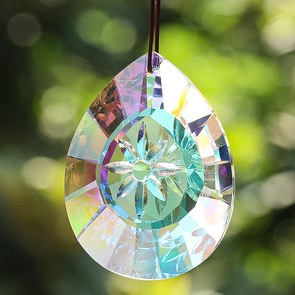 75 mm AB Kolor Snowflake rzeźbiony kryształowy szklany pryzmat żyrandol części Suncatcher wisiorek