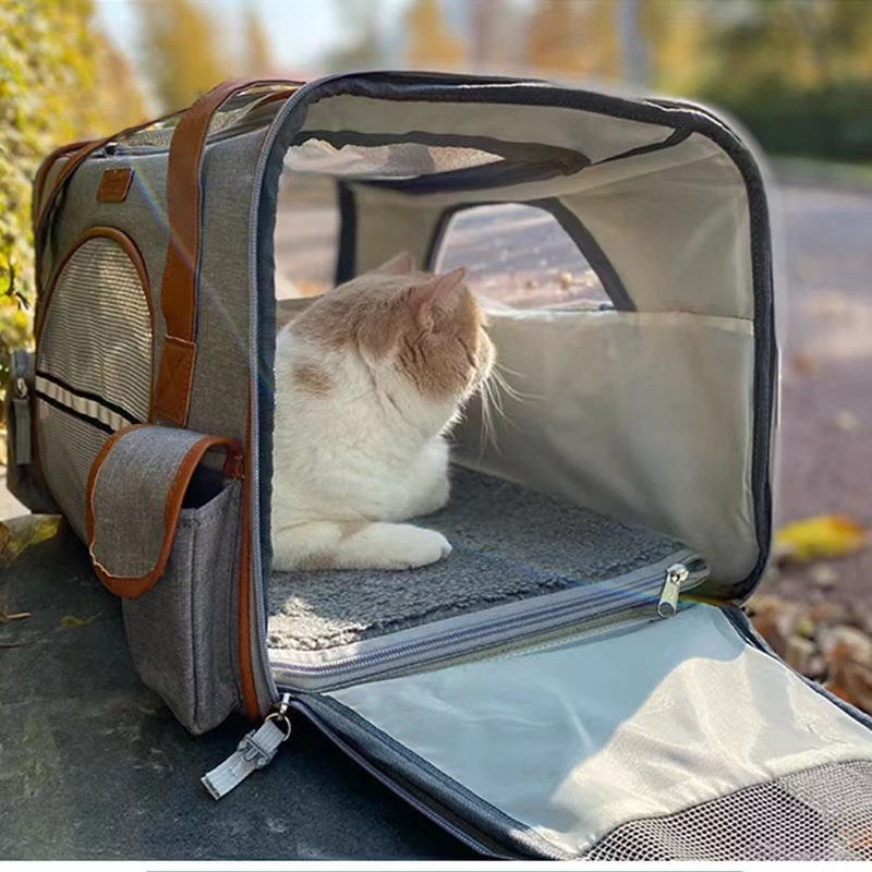 Hundbärare påse mjuk sidor ryggsäck katt husdjur bärare valp resväskor flygbolag godkänd transport för små hundar katter utgående