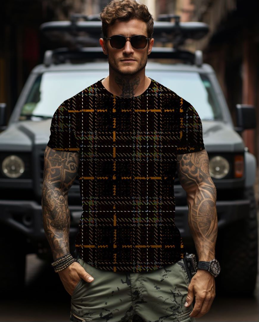 2024 men's short sleeved summer fitness T-shirt plaid T-shirt designer T-shirt men's luxury brand street dance top shorts casual wear DDTX172