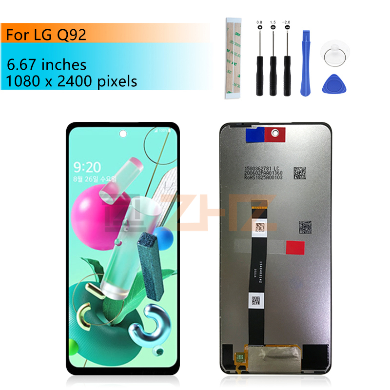 För LG Q92 5G LCD Display Pekskärm Digitizer Assembly Display Reparationsdelar 6.67 