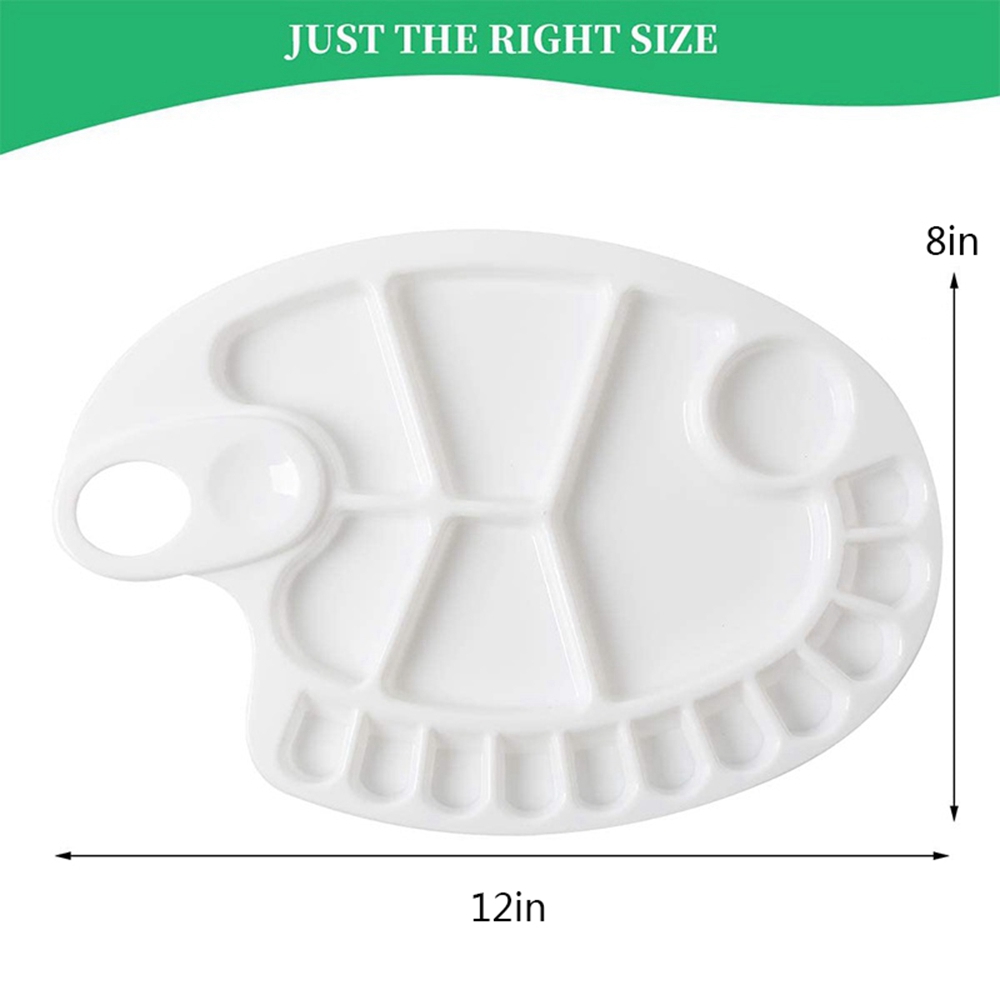 Durable Practical White Oval Plastic Paint Tray Watercolor Pigment Pallet for Artist Multifunctional Drawing Palette