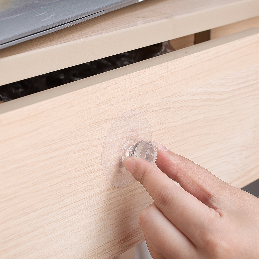 10/Transparent Drawer Handle Punch-free Crystal Self-Adhesive Acrylic Cabinet Wardrobe Furniture Pulls Handles Hanger Hooks