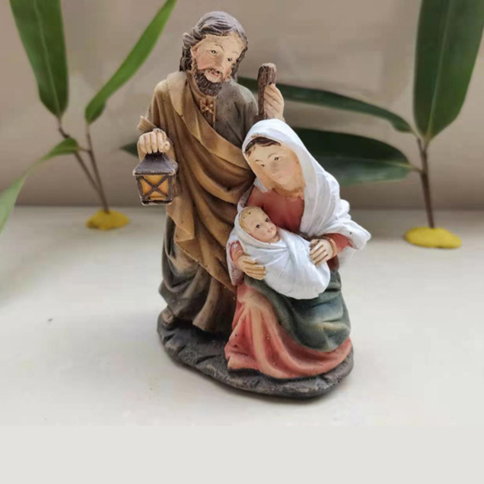 Krippe Szene Nativität Jungfrau Maria Statue Figuren Harz Statue Heilige Familie Skulptur Wohnzimmer Weihnachtskirche katholische Geschenk