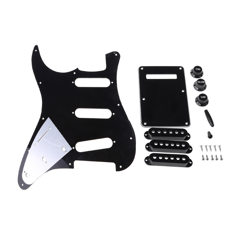 SSS Electric Guitar Pickguard Back Plate Pickup Cover Knobs Tips For St SQ