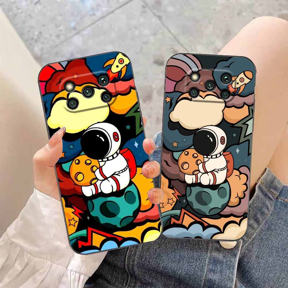 Étui de téléphone d'astronaute de dessin coloré pour Xiaomi Poco x5 x4 x3 M5 M4 M3 F5 F4 F3 GT NFC Black Shark 5 Mix 4 Funda Case capa