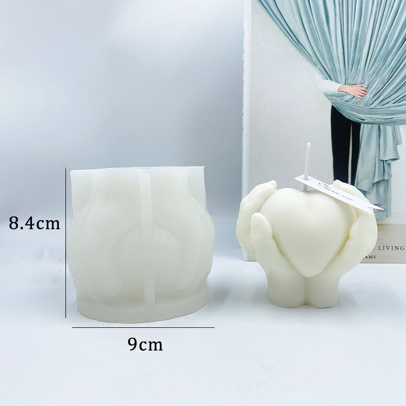 Hand Holding Heart Candle Mold Romantic Palm Love Gift Gypsum Candle Making Resin Soap Mould Chocolate Cake Molds Wedding Decor