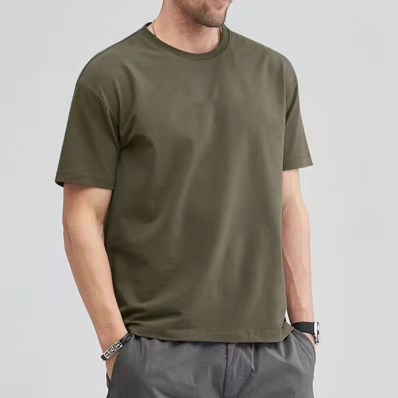 T -shirt för män sommar bomullstoppar fasta färger tomma