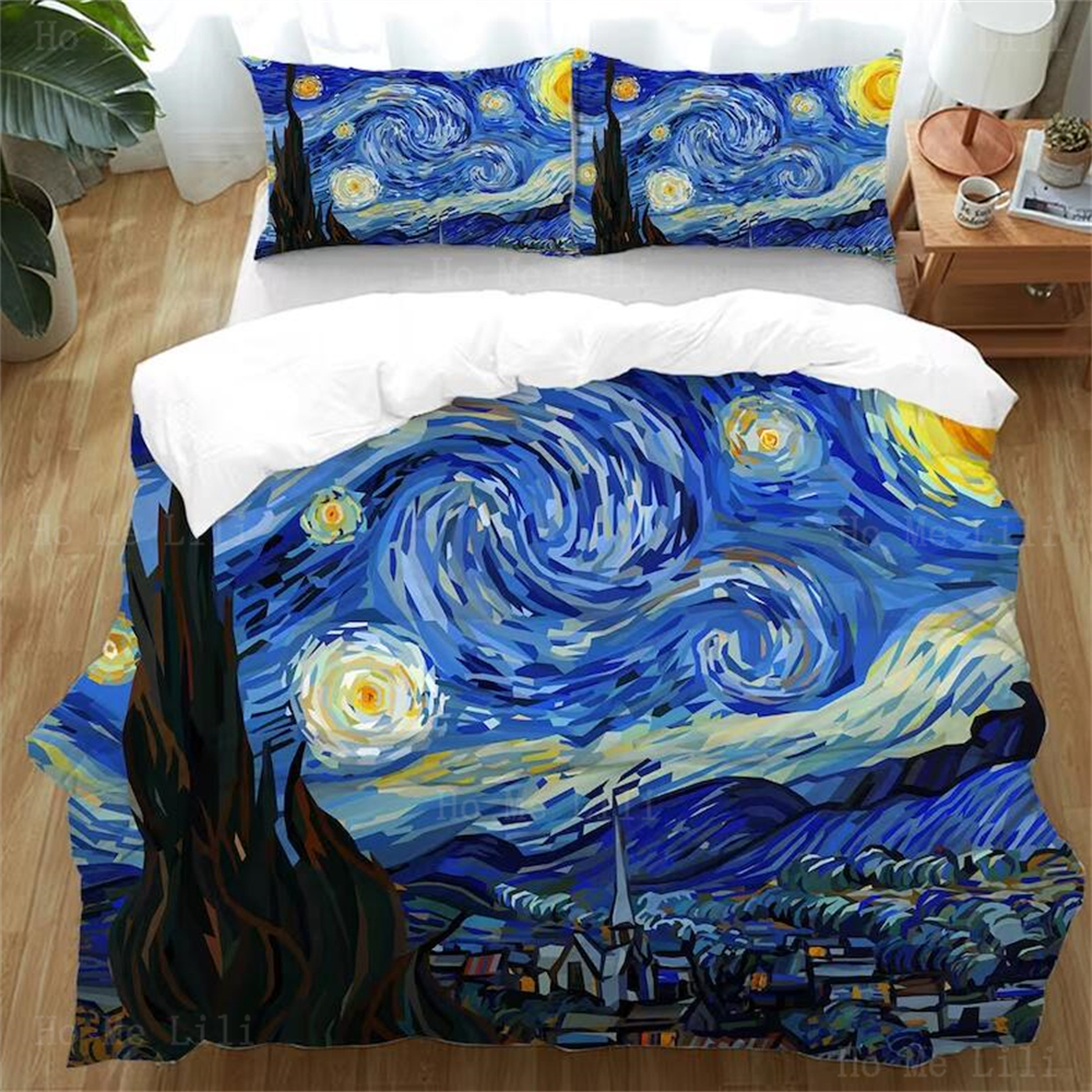 Irises The Starry Night Plants Flowers Universe Abstract Duvet Cover Bedding Decor