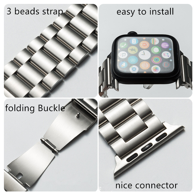 Metal Stainless Steel Watch Band for iWatch Ultra 9 8 7 6 5 4 3 Apple 49mm 45mm 44mm 42mm 41mm 40mm 38mm Watch Strap Universal Replacement Bracelet Wristband & tool