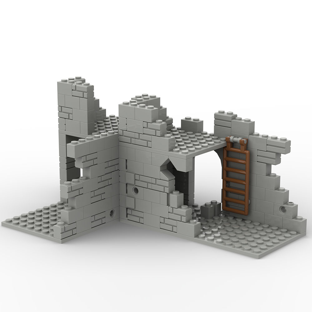 MOC WW2 Military Ruines Building Blocs Accessoires Détravé la scène murale Scène compatible Briques Modèle de bricolage Assemblez figures Toys