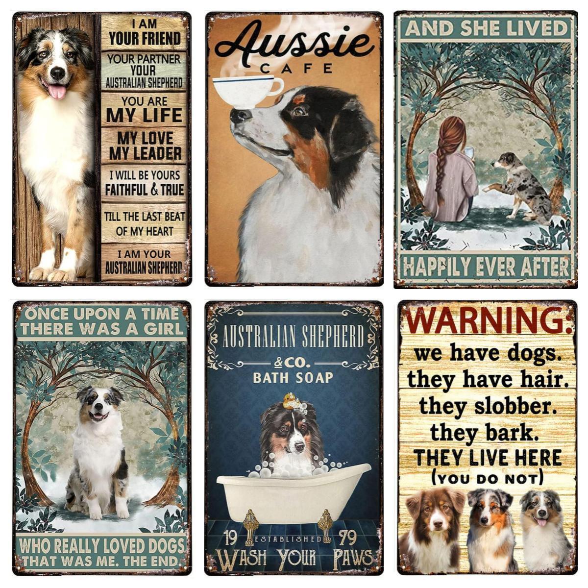 Australian Shepherd Dog Series I Am Your Friend Dog Met Metal Tin Sign, Cadeau mural pour les amateurs de chiens à la maison merci de donner un décor de Noël