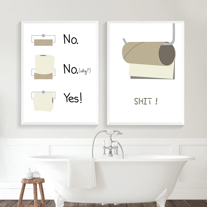 Toalettpapper roligt skit citat karma väggkonst duk målar nordiska affischer och skriver ut väggbilder för badrum tvättstuga dekor