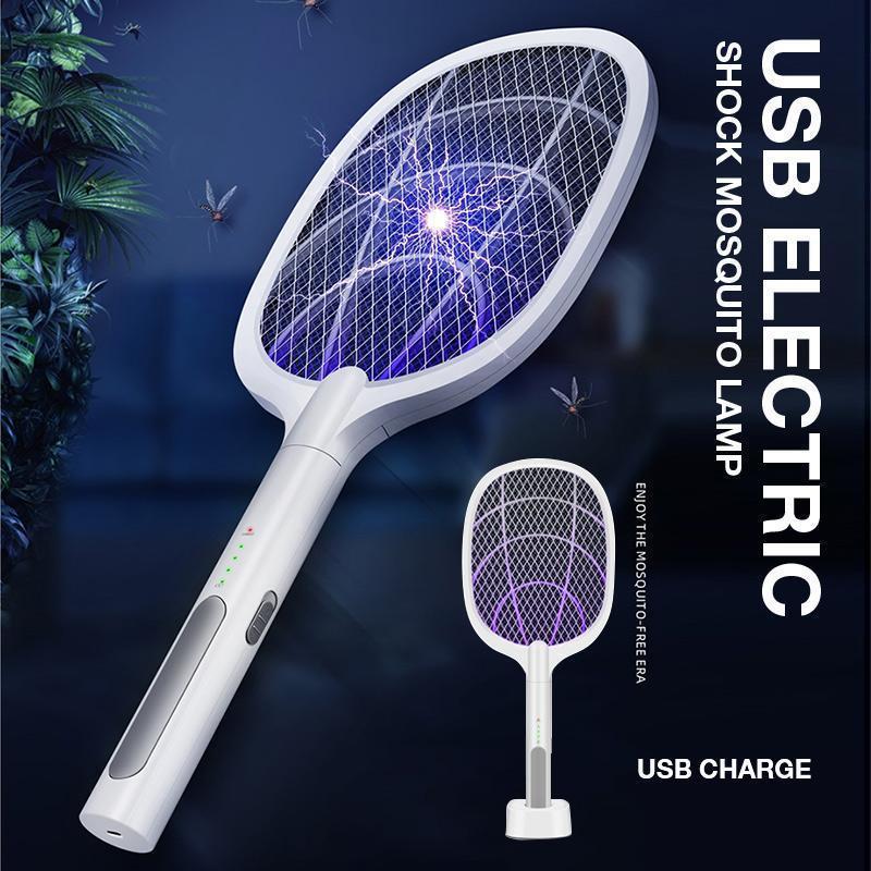 USB Electric Shock Mosquito Lamp Portable Handheld USB Charging Fly Swatter Electric Shock Triple couche Mesh Lamp Home Tools