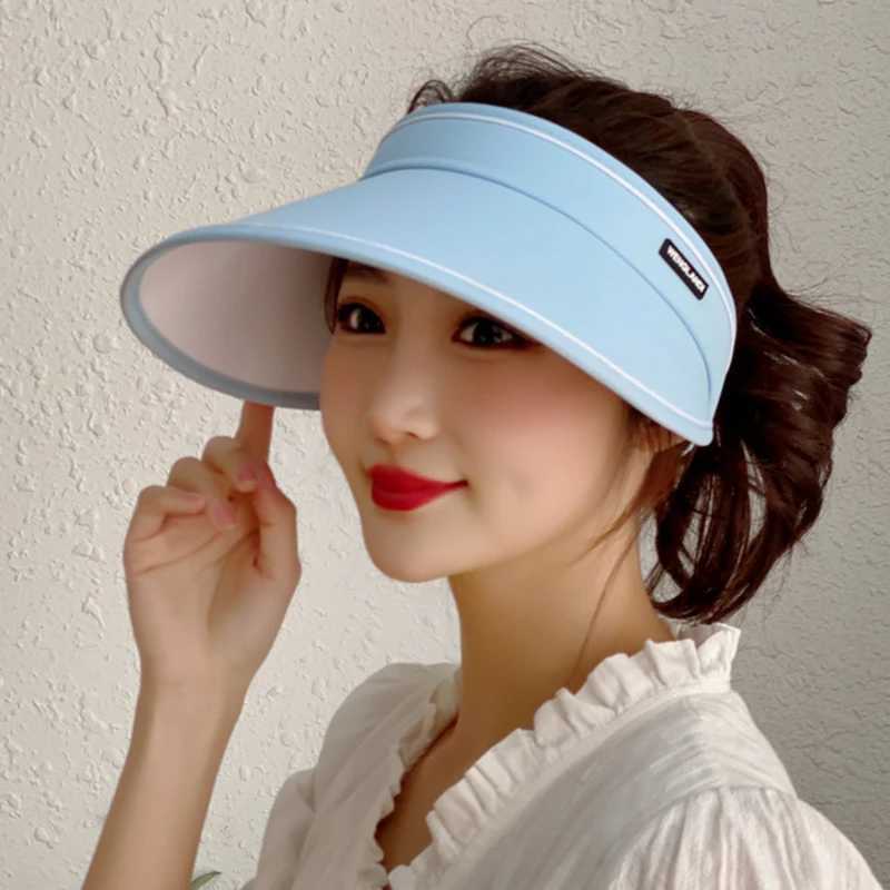 Visors Wide Brim Chapeaux de seau Chapeaux d'été pour femmes pour femmes chapeau de soleil Visor Suncreen Floppy Cap femelle Femelle de baseball décontracté chapeau pour femme UV Protection Soleil Sun 240412