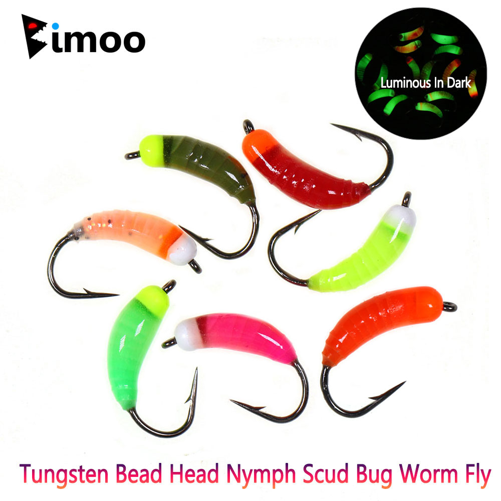 Bimoo #8 luminoso tungsteno tallone ninfa scud bug worm mosly caddis larve esche da insetti