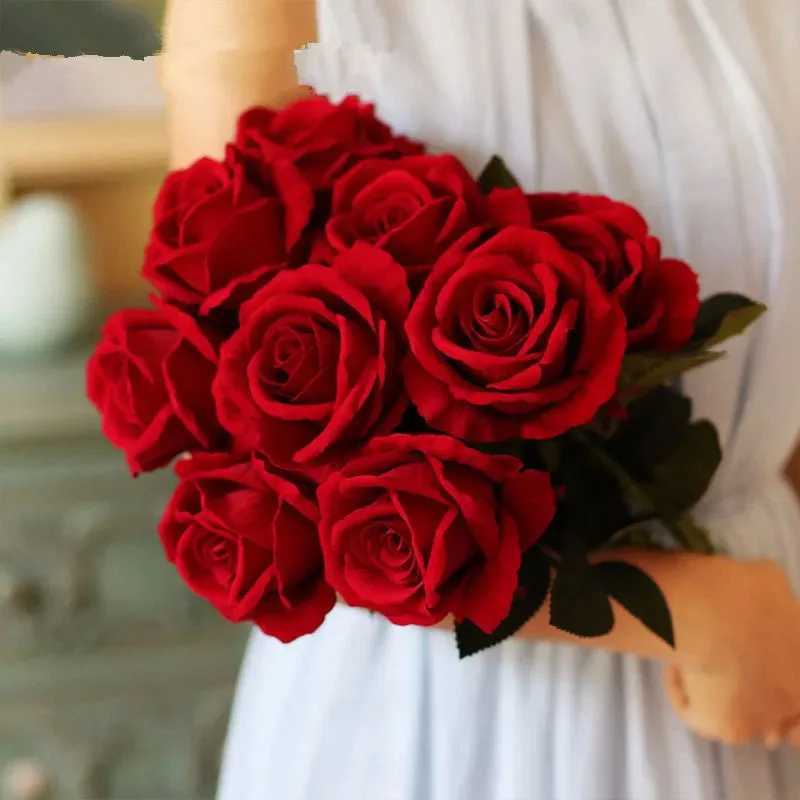 Fleurs séchées 3/5/10 / Roses Artificial Flowers Rose Flower Branch Artificial Red Roses Real Touch Fake Rose for Wedding Home Decor