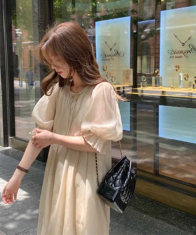 Maternity Dresses Plus Size Summer Pregnant Woman Dress Solid Color Puff Sleeve O-neck Loose Maternity Mini Dress Sweet Pregnancy Pleated Dresses 24412