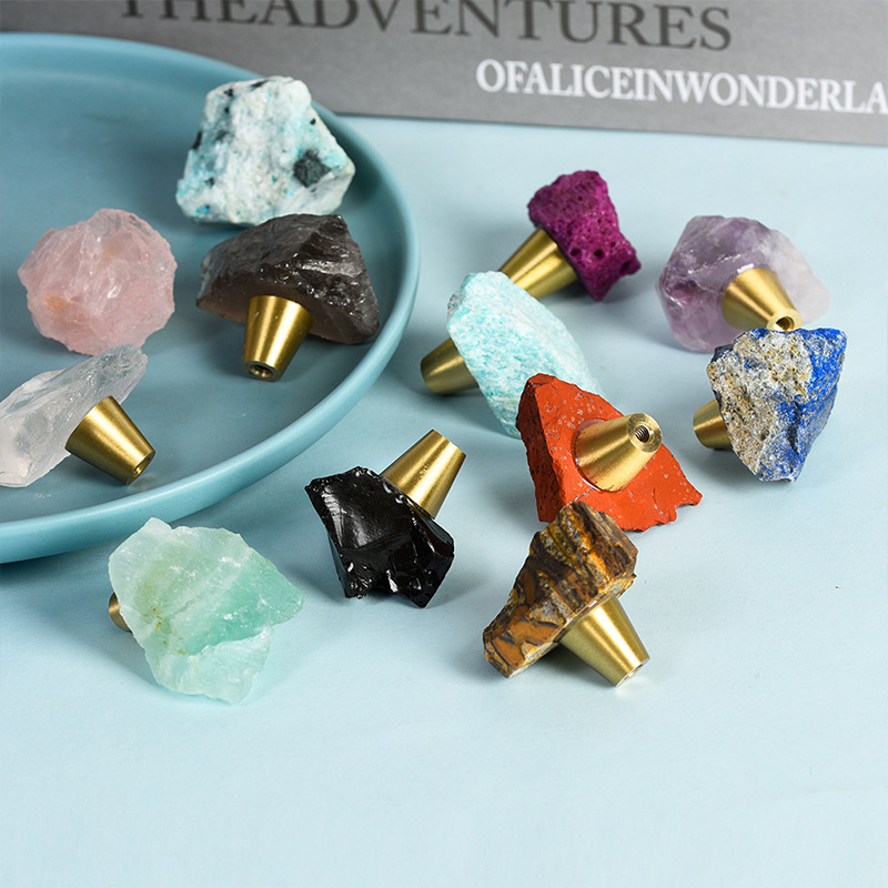 Irregular Natural Stone Cabinet Knobs Ore Rock Crystal Quartz Cupboard Drawer Pulls Handle Raw Gemstone Furniture Ornament Gift