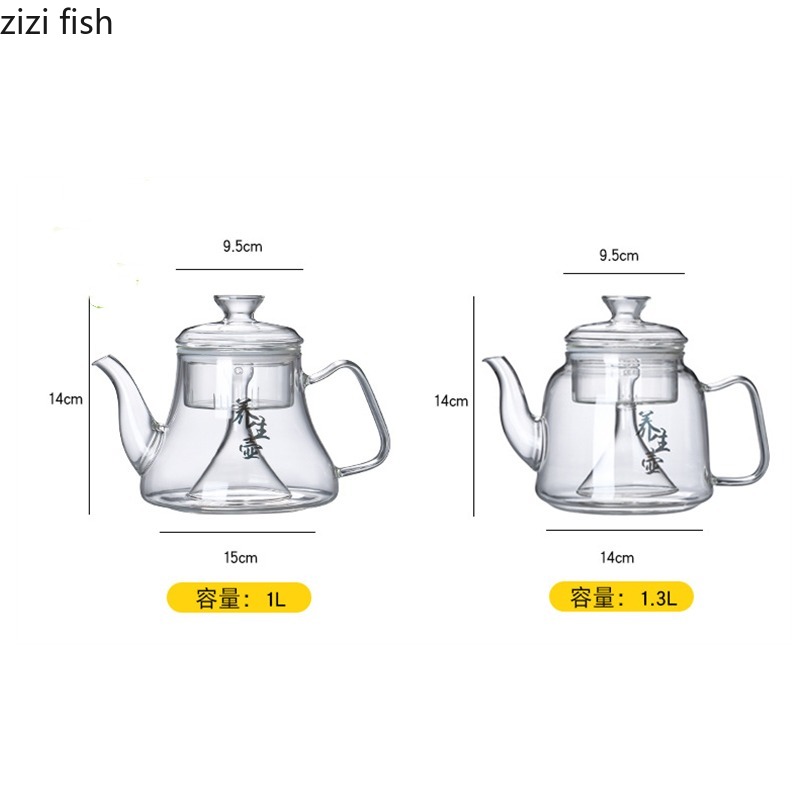 Théière à la vapeur intégrée en verre épaissisé thémorphones bouillonnement