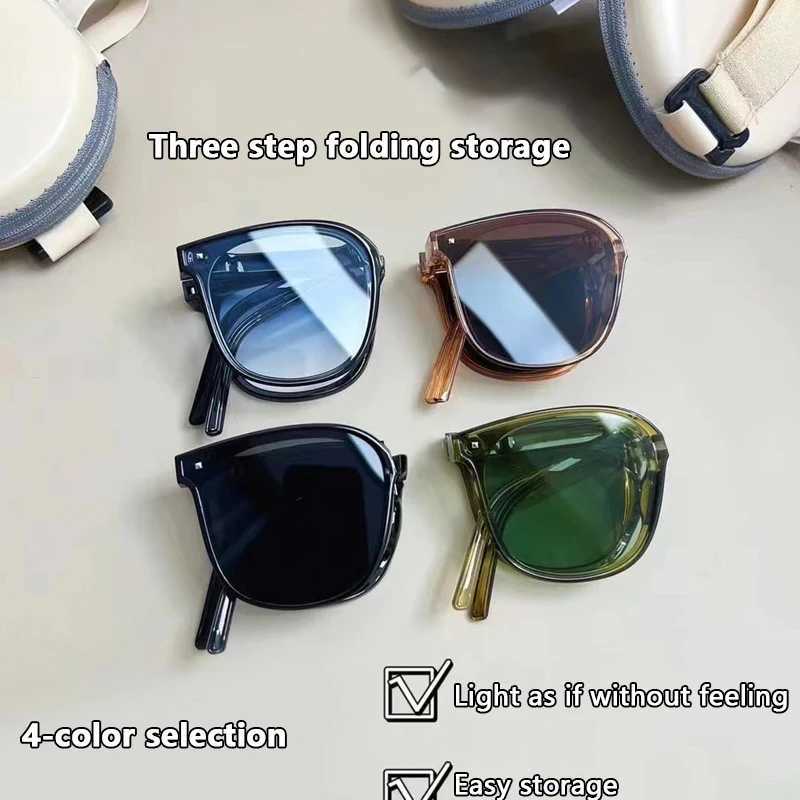 Solglasögon mode kvinnors solglasögon polariserade UV400 fällbara med lådans solglasögon bärbara dekorativa designer nyanser 240412