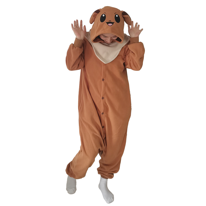 Eevee grenouillère Halloween Cosplay Costume for adultes femmes pyjamas pijamas kigurumis mâles de Noël cadeaux de vêtements d'hiver cadeau