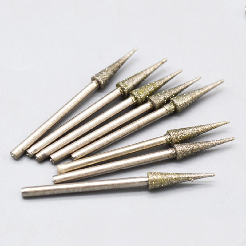 Cone Rotary Tapered For Head Diamond Grinding Bits Burrs Metal Stone Lapidary Tools Bit Universal Carving Fitment 0.6 0.8 1~4mm