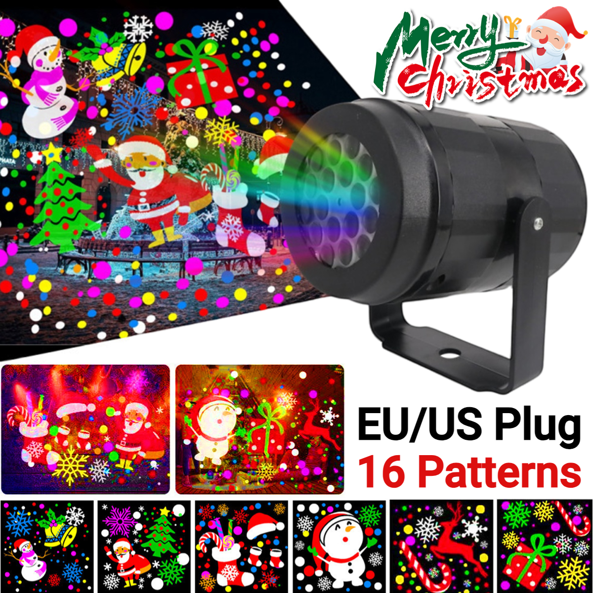 16 Muster LED Christmas Projector Lamp 360 ﾰ Rotatable Indoor Outdoor Projector Lamp für Weihnachtsdekoration für Weihnachtsfeiern