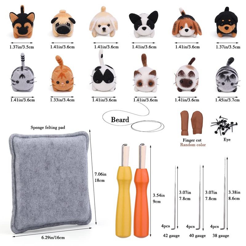 Needle Felting Kit Doll Wool Needle Felting Beginner Kit With Instruction,Felting Foam Mat And DIY Needle Craft