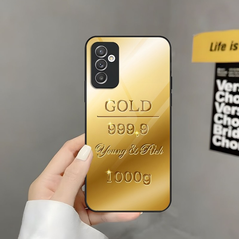 Svizzera Fine Gold Telefono Custodia Samsung A52 A22 A21 A20 A31 A71 A51 A12 A40 A10 A14 A54 A34 5G Glass Design Cover