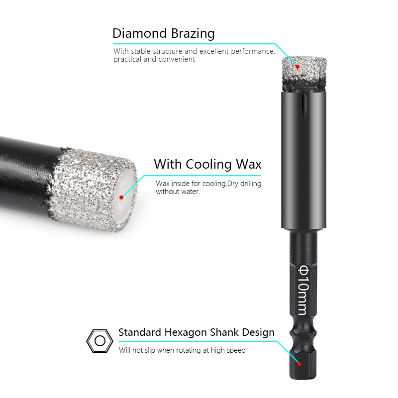 Bit de perceuse de diamant CMCP 1 / Bit de perceuse à sec brasée en marbre en marbre en granit