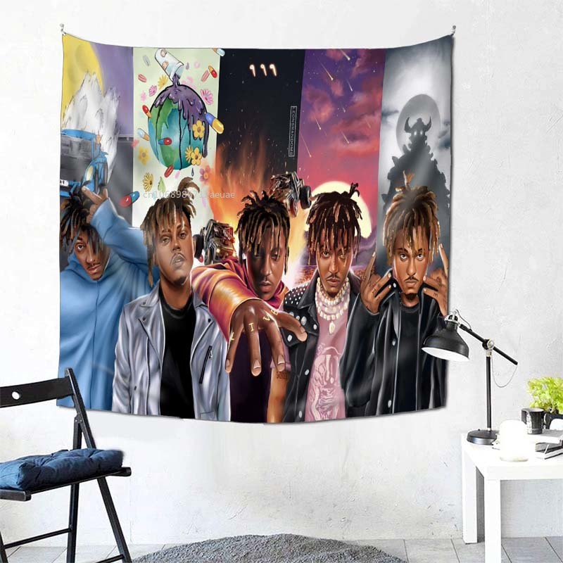 Juice Wrld 999 Wandteppich Wandhänge Kunstmusik Album Poster Ästhetischer Wandteppich für Schlafzimmer Wohnzimmer Dekor Home Dekoration