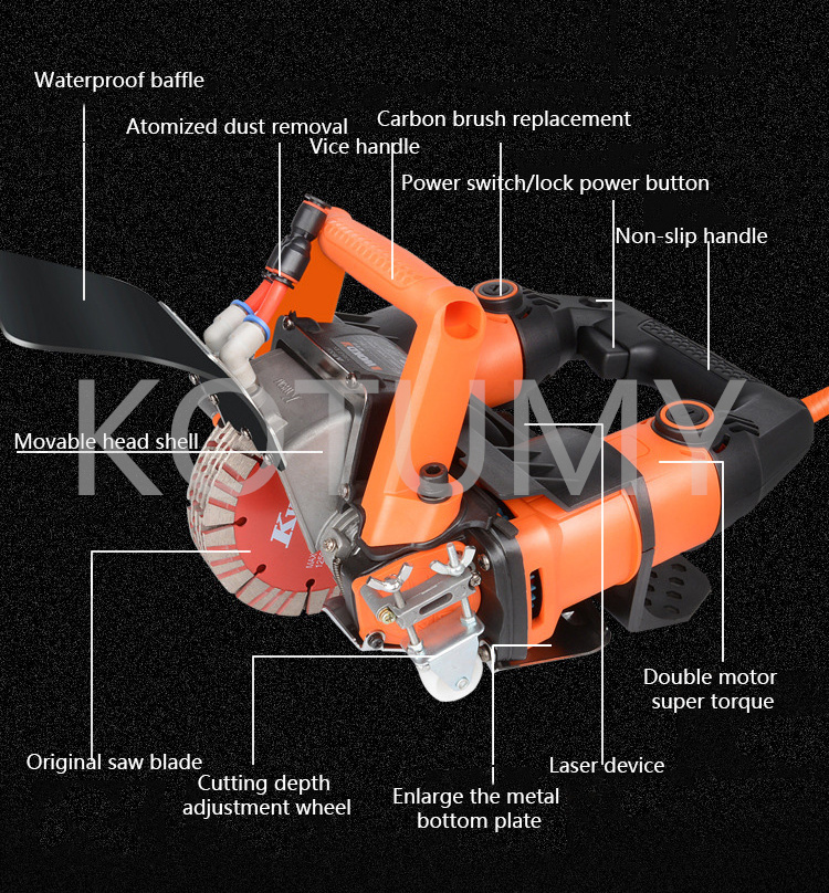 Väggjägmaskin 6800W Electric Circular Saw Groove Cutting Machine 220V 45mm borrbetong väggrouter slitsmaskin