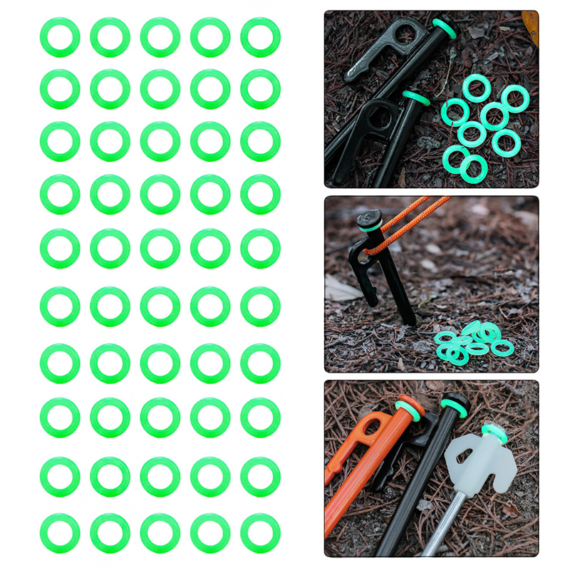 20/50 / Outdoor Multitool Ground Nail Fluorescent Circle O-Type Luminal Silicone Ring Camp Avertissement Tent Curtain Tent Anneau