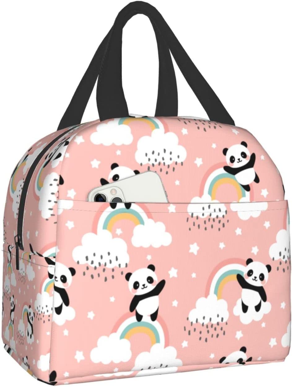 Panda lunchpåsar Cooler Tote Organizer Väskor Återanvändbar lunchlåda för kvinnor män pojkar flickor utomhusarbete picknickskola