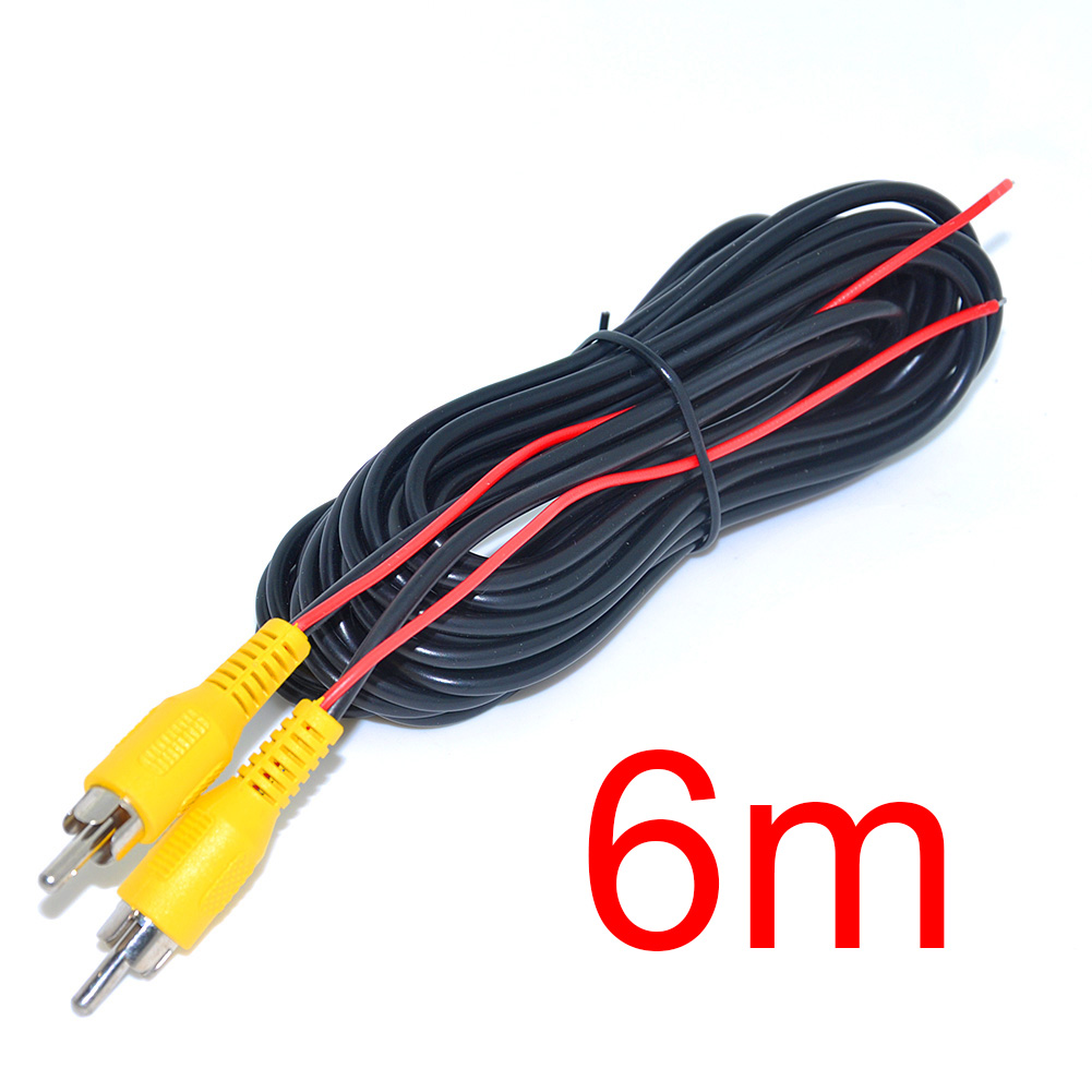 Cabo de vídeo RCA de 6-20 M com linha de alimentação para estacionamento para estacionamento traseiro da câmera de vista traseira Connect Car Monitor do carro DVD Trigger Cable opcional