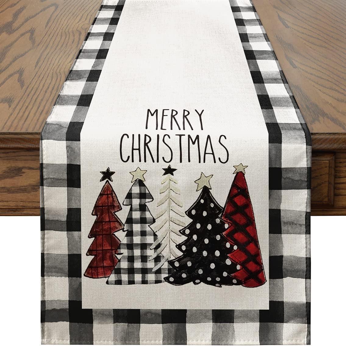 Alberi di Natale ad acquerello in lino scozzese Tavolo da tavolo Table Table Table Runners tavolo da pranzo Decorazioni Navidad