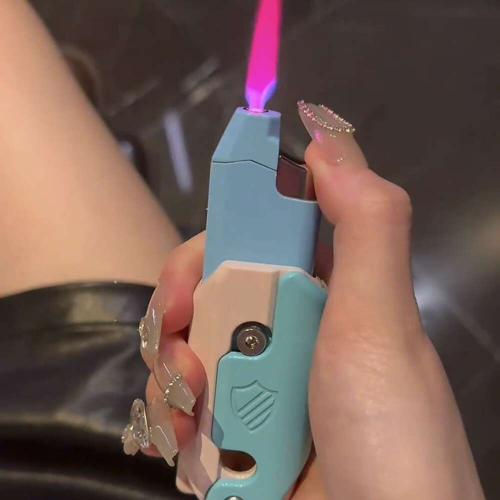 Gepersonaliseerde en creatieve rode vlam Turbo butane zonder gas lichter intrekbare opvouwbare winddichte lichtere herencadeau