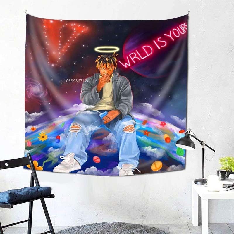 Juice Wrld 999 Wandteppich Wandhänge Kunstmusik Album Poster Ästhetischer Wandteppich für Schlafzimmer Wohnzimmer Dekor Home Dekoration
