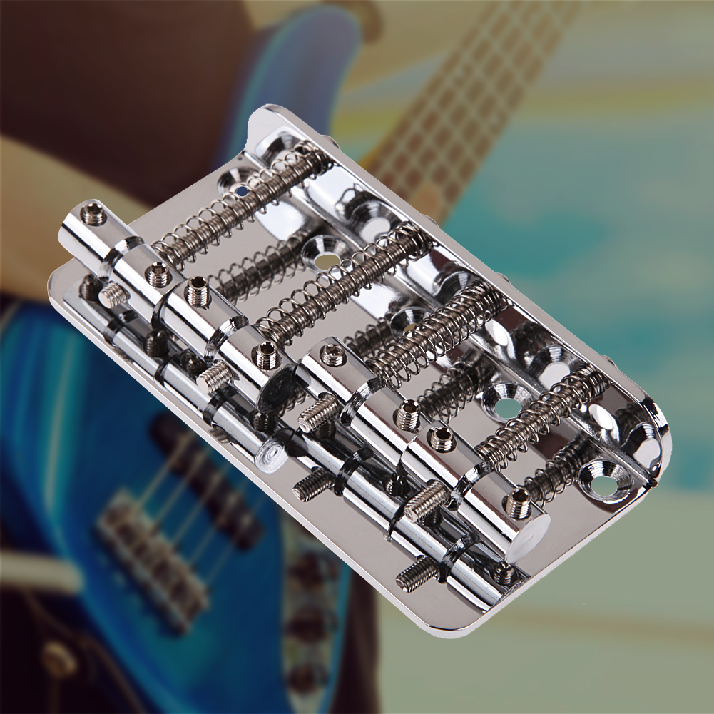 Chrome Vintage Style Bridge For Fender Jazz Bass Guitar 4-String with 4 Scr Electrice Guitar Hardtail Bridge Guitar Accessories