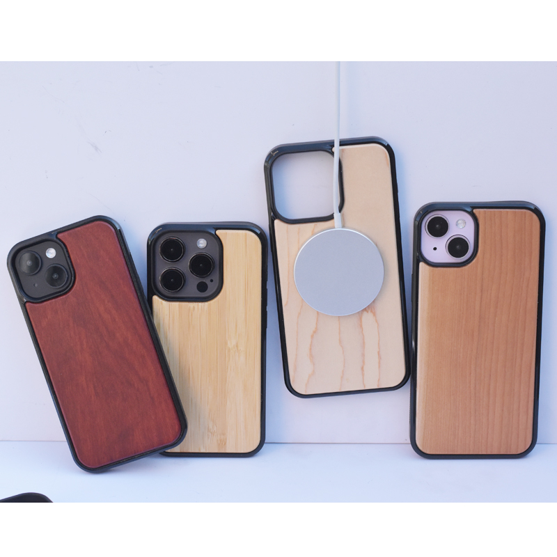 Promotional Real Wooden Bamboo Phone Case Wood Magnetic Mobile Cellphone Cover Shockproof Cases For Magsafe Covers For Iphone 11 12 mini 13 14 plus 15 pro max